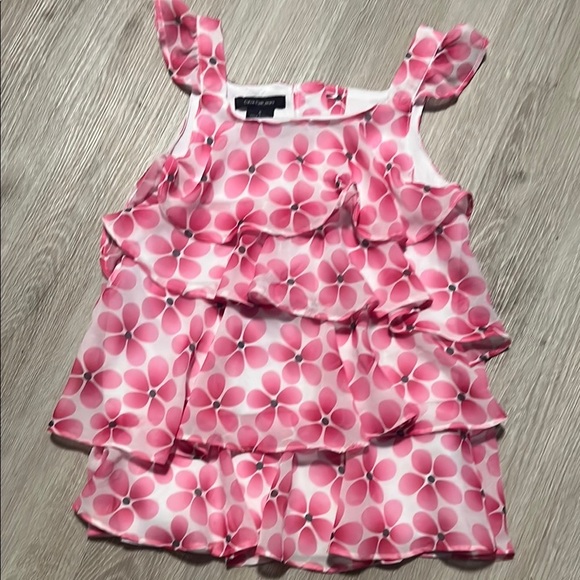 Calvin Klein Pink and White Ruffled Blouse - Picture 1 of 2